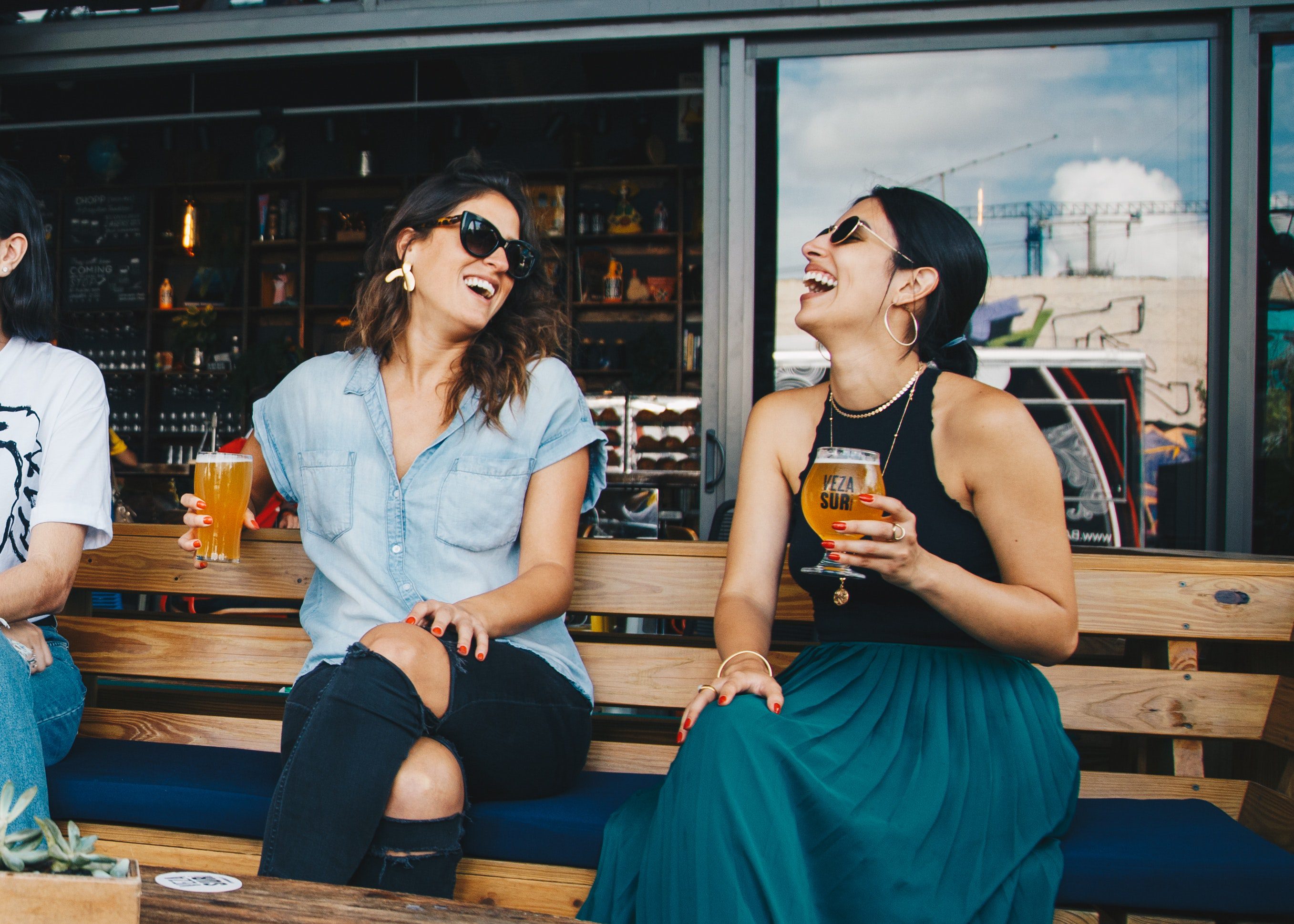 Friends having beer at a bar