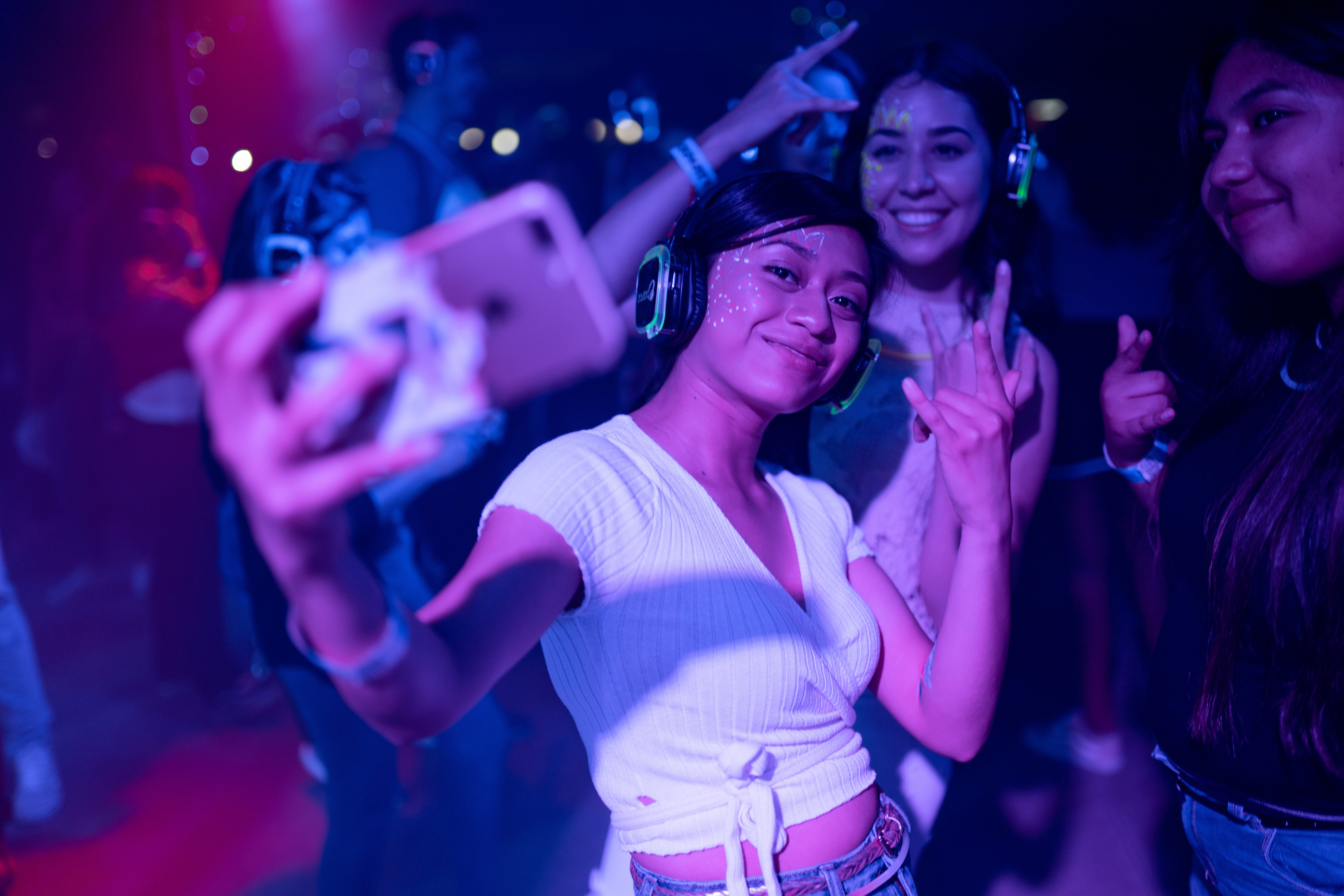 Silent disco in a night club