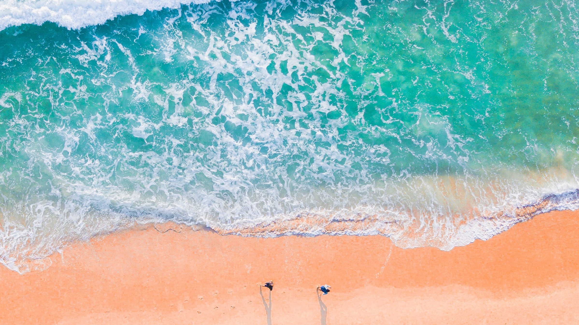 Aerial view of a tropical sandy beach